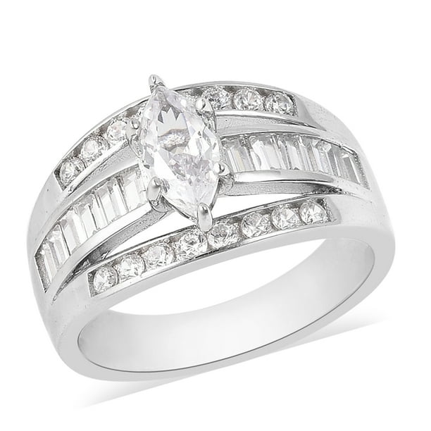 925 Sterling Silver Womens Double Row CZ Marquise Eternity Band Size 6 7 8 9 925 Sterling Silver Womens Double Row CZ Marquise Eternity Band Size 6 7 8 9